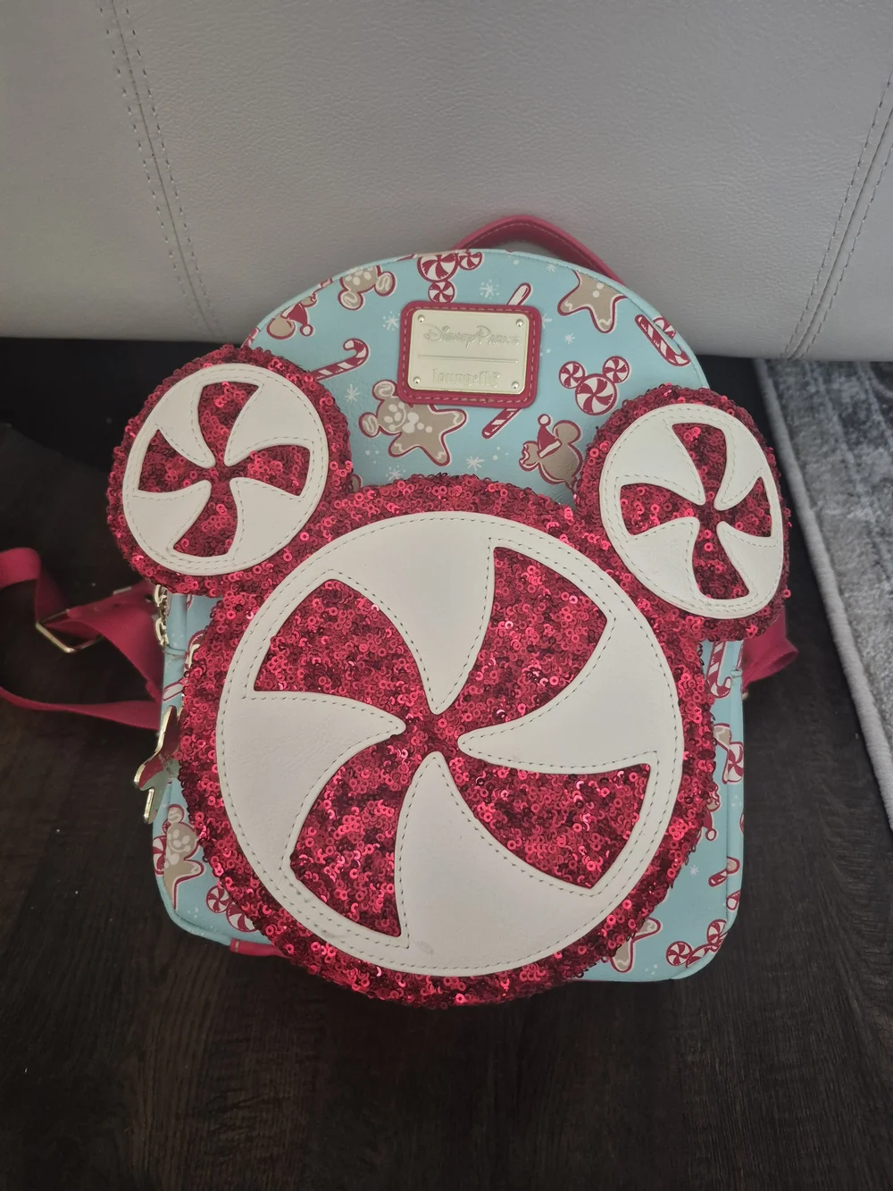 Loungefly x Disney Parks Kids Candy Cane Peppermint Mini Backpack - Red & Aqua